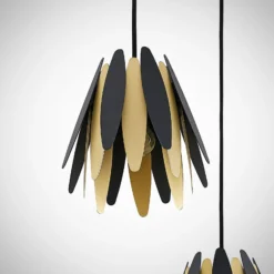 Lucande Lounit Hängelampe, schwarz-gold, 3-flammig