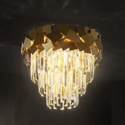 Lucande Miraia Kristall-Deckenleuchte, gold