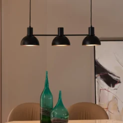 Lucande Mostrid Hängelampe, schwarz, dreiflammig