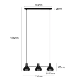 Lucande Mostrid Hängelampe, schwarz, dreiflammig