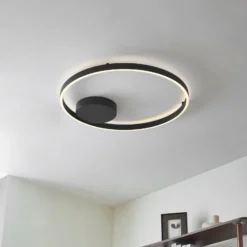 Lucande Smart-LED-Deckenleuchte Moise, schwarz, CCT, Tuya