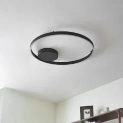 Lucande Smart-LED-Deckenleuchte Moise, schwarz, CCT, Tuya