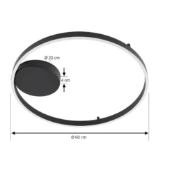 Lucande Smart-LED-Deckenleuchte Moise, schwarz, CCT, Tuya