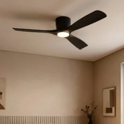 Lucande Smart LED-Deckenventilator Moneno, schwarz, DC, Tuya