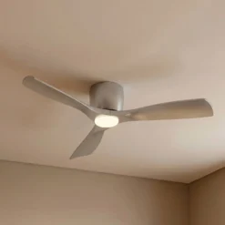 Lucande Smart LED-Deckenventilator Moneno, silber, DC, Tuya