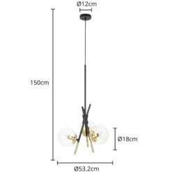 Lucande Sotiana Hängelampe, 3-fl., rund, messing