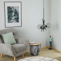 Lucande Sotiana Hängelampe, 3-fl., rund, schwarz
