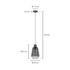 Lucande Tinko Käfig-Pendelleuchte, schwarz, 20 cm