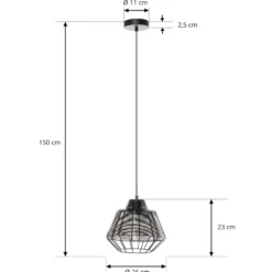 Lucande Tinko Käfig-Pendelleuchte, schwarz, 25 cm