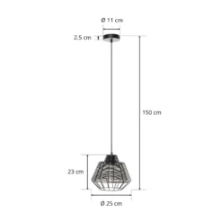 Lucande Tinko Käfig-Pendelleuchte, schwarz, 25 cm