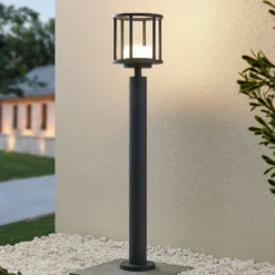 Lucande Wegelampe Berenike, 85 cm, dunkelgrau, Metall, GX53