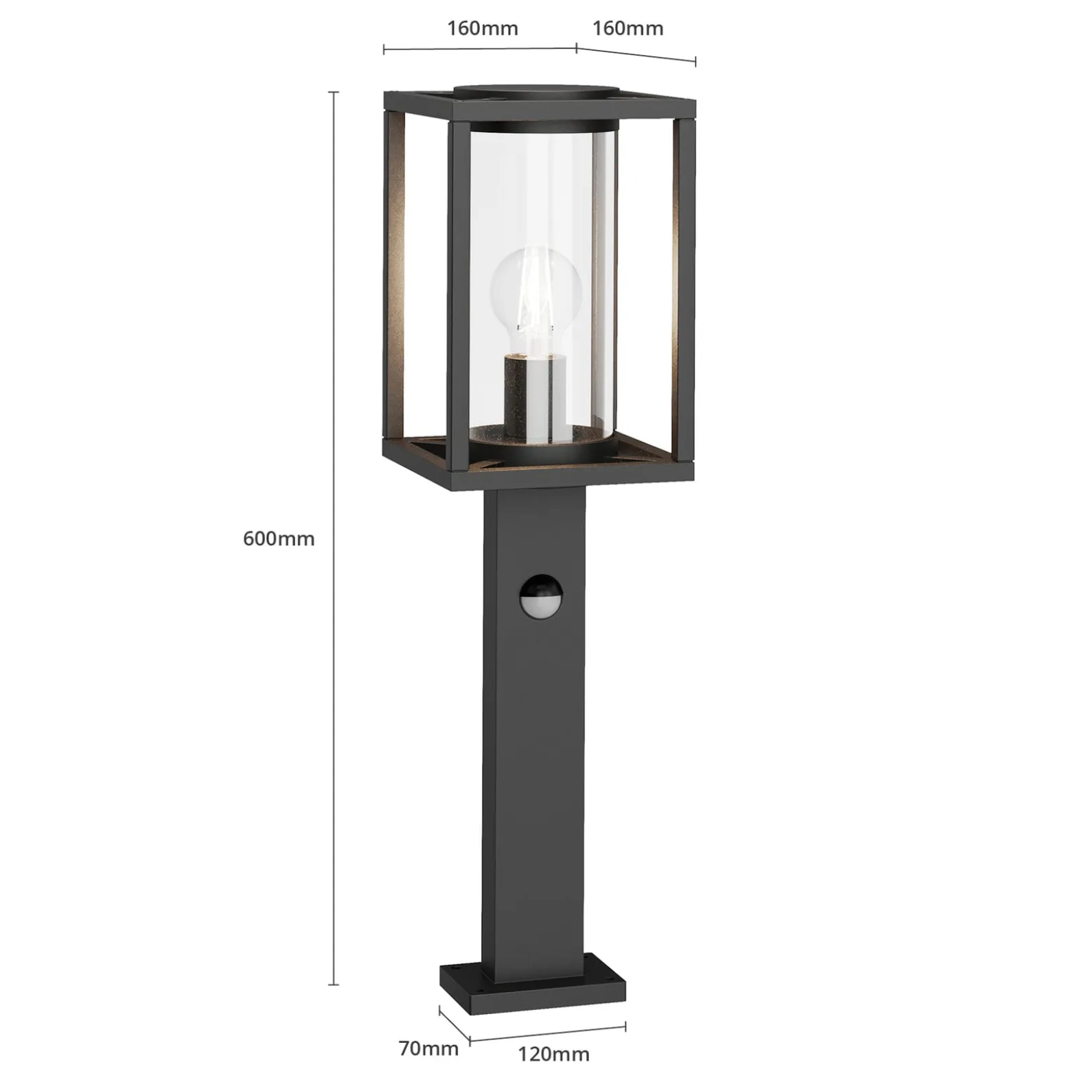 Lucande Wegeleuchte Ferda, 60 cm, Sensor, anthrazit, IP44