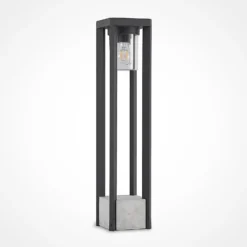 Lucande Wegeleuchte Kalisa, E27, IP44, 70 cm, grau, Metall