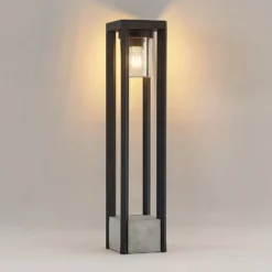 Lucande Wegeleuchte Kalisa, E27, IP44, 70 cm, grau, Metall