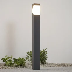 Lucande Wegeleuchte Kiran, 100 cm, grau, Metall, IP44, E27