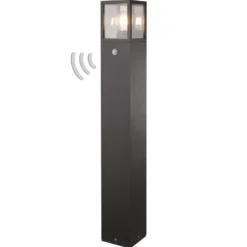 Lucande Wegeleuchte Klemens, 90 cm, Sensor, anthrazit, E27