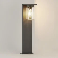 Lucande Wegeleuchte Semka, 65 cm, anthrazit, Glas, Aluminium