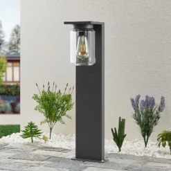Lucande Wegeleuchte Semka, 65 cm, anthrazit, Glas, Aluminium