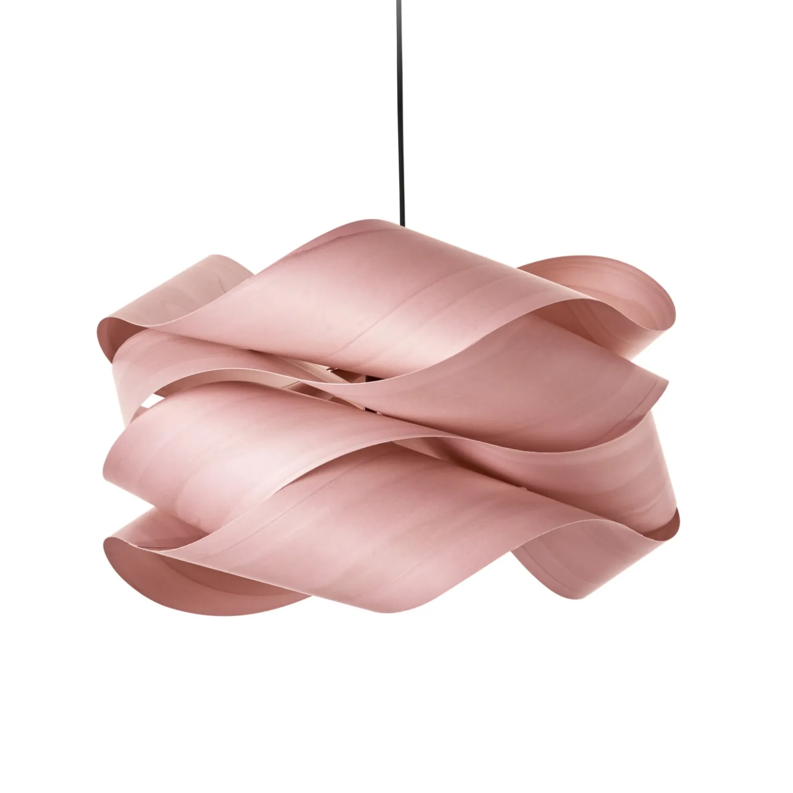 LZF Hängelampe Link, hellrosa/nickelfarben, Ø 46 cm, Holz