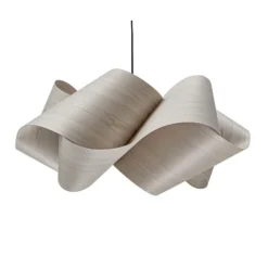 LZF Hängelampe Swirl, grau/nickelfarben, Ø 54 cm, Holz