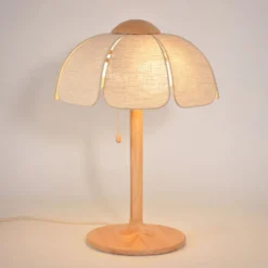 MARKET SET Tischlampe Coquillage, Leinen natur/Holz, E27