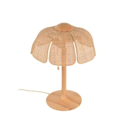 MARKET SET Tischlampe Coquillage, Rohrgeflecht/Holz, E27