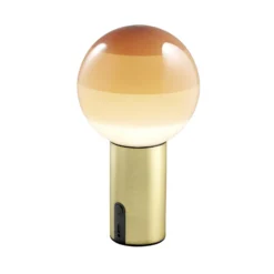 MARSET Akku-Tischlampe Dipping Light, creme/messing, dimmbar