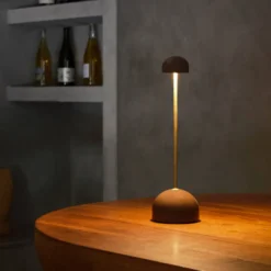 MARSET LED-Akku-Tischlampe Sips, braun/gold, 31 cm, Stahl