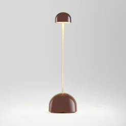 MARSET LED-Akku-Tischlampe Sips, braun/gold, 31 cm, Stahl