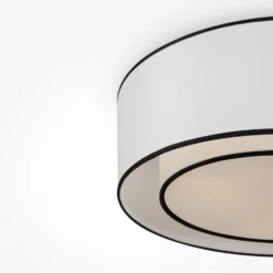 Maytoni Deckenleuchte Bergamo, weiß/schwarz, Leinen, Ø 52 cm