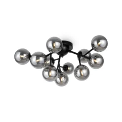 Maytoni Deckenleuchte Dallas, schwarz/rauchgrau 12-flg. Glas