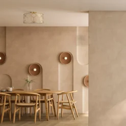 Maytoni Deckenleuchte Messina, Ø 43 cm, beige, Leinen