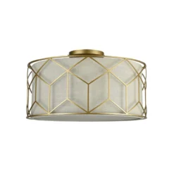 Maytoni Deckenleuchte Messina, Ø 43 cm, beige, Leinen