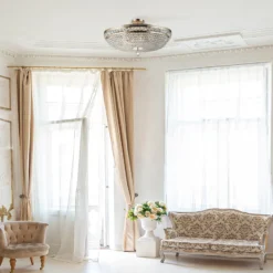 Maytoni Deckenleuchte Ottilia, Ø 65 cm, goldfarben, Kristall