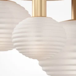 Maytoni Deckenleuchte Reels, 3-flg., goldfarben / weiß, Glas
