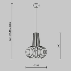 Maytoni Hängelampe Roots, Ø 25 cm, Höhe 29 cm, Holz/schwarz