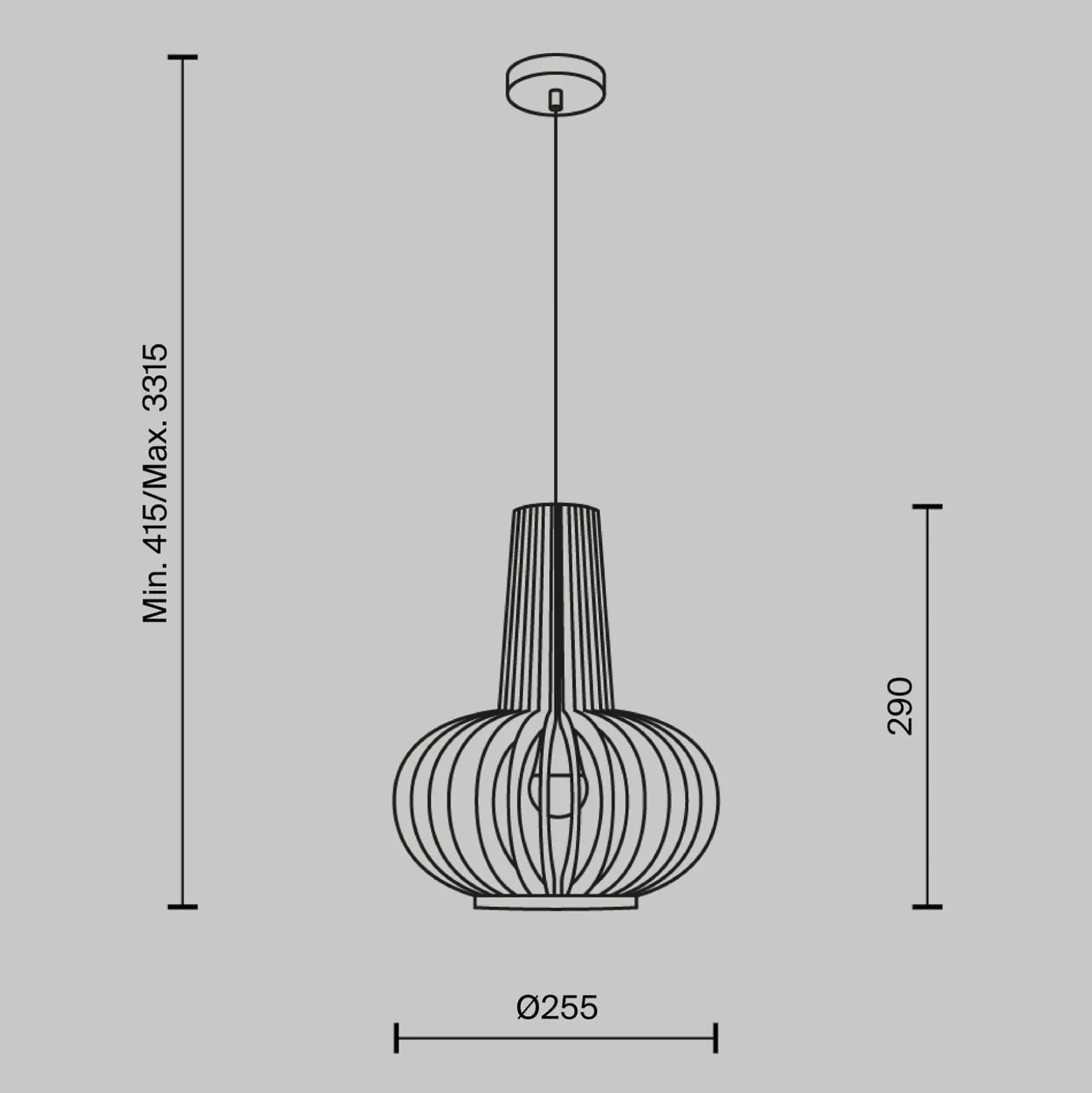 Maytoni Hängelampe Roots, Ø 25 cm, Höhe 29 cm, Holz/schwarz
