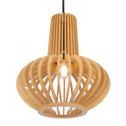 Maytoni Hängelampe Roots, Ø 25 cm, Höhe 29 cm, Holz/schwarz