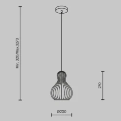 Maytoni Hängelampe Roots, Ø 20 cm, Höhe 27 cm, Holz/schwarz