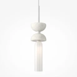Maytoni Hängeleuchte Kyoto, weiß, Ø 10 cm, Marmor, Glas