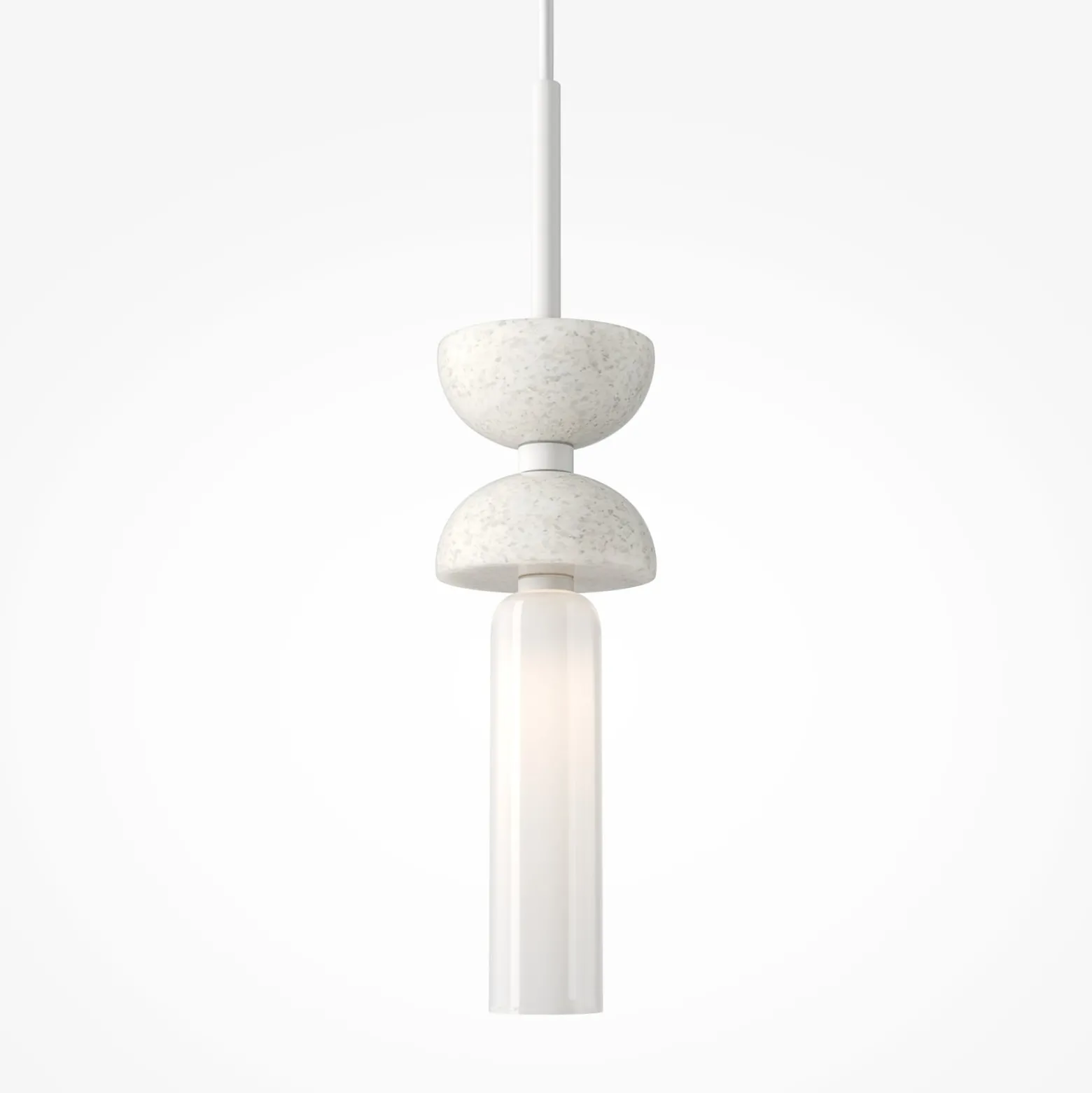 Maytoni Hängeleuchte Kyoto, weiß, Ø 10 cm, Marmor, Glas