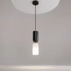 Maytoni Hängeleuchte Memory, schwarz, Ø 8 cm, Keramik, Glas