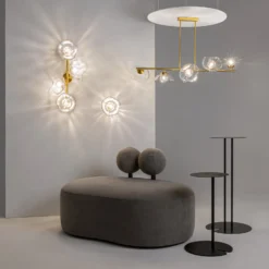 Maytoni Hängeleuchte Miracle, 5-flammig, messingfarben, Glas