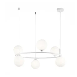 Maytoni Hängeleuchte Ring, weiß/weiß, 6-flammig Glas Ø 58 cm