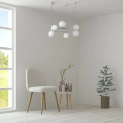 Maytoni Hängeleuchte Ring, weiß/weiß, 6-flammig Glas Ø 58 cm