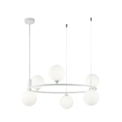 Maytoni Hängeleuchte Ring, weiß/weiß, 6-flammig Glas Ø 58 cm