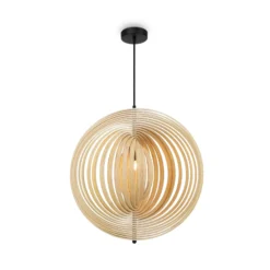 Maytoni Hängeleuchte Roots, Kugelform, Ø 60 cm, Holz/schwarz