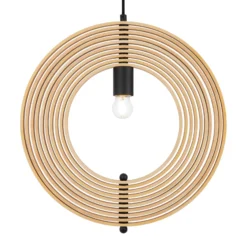 Maytoni Hängeleuchte Roots, Kugelform, Ø 43 cm, Holz/schwarz