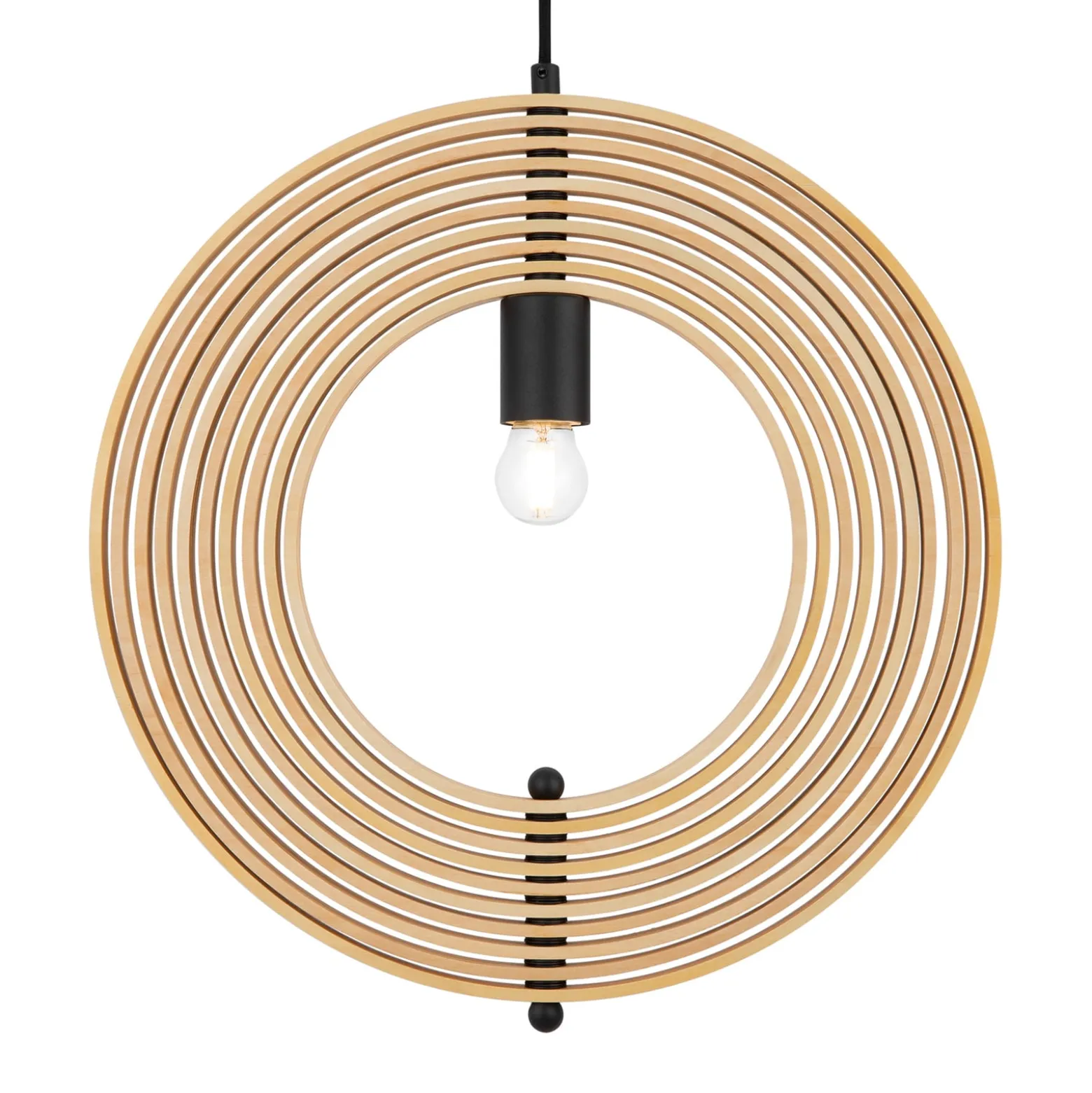 Maytoni Hängeleuchte Roots, Kugelform, Ø 43 cm, Holz/schwarz