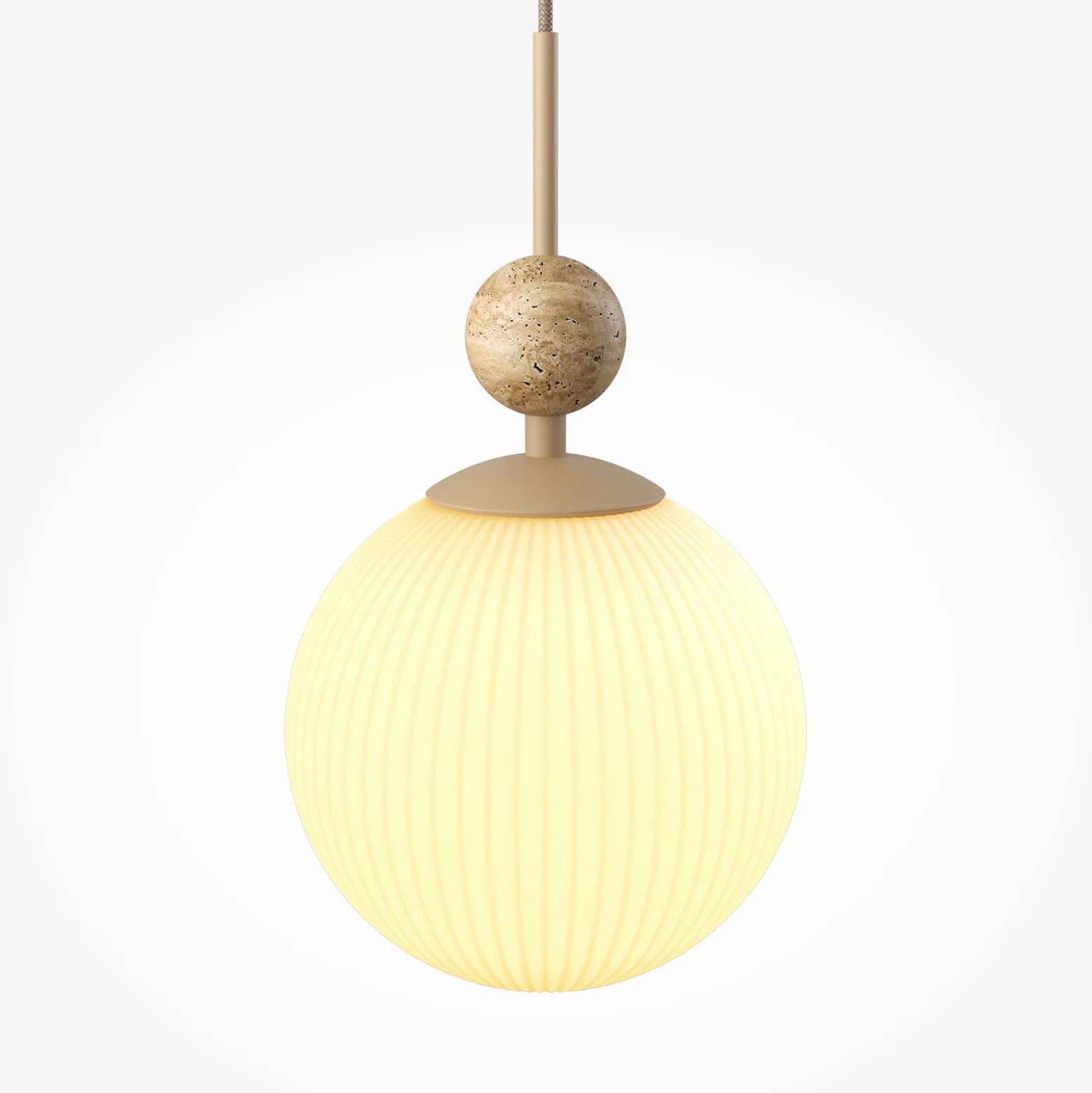 Maytoni Hängeleuchte Tavo, beige, Travertin/Glas, Ø 20 cm